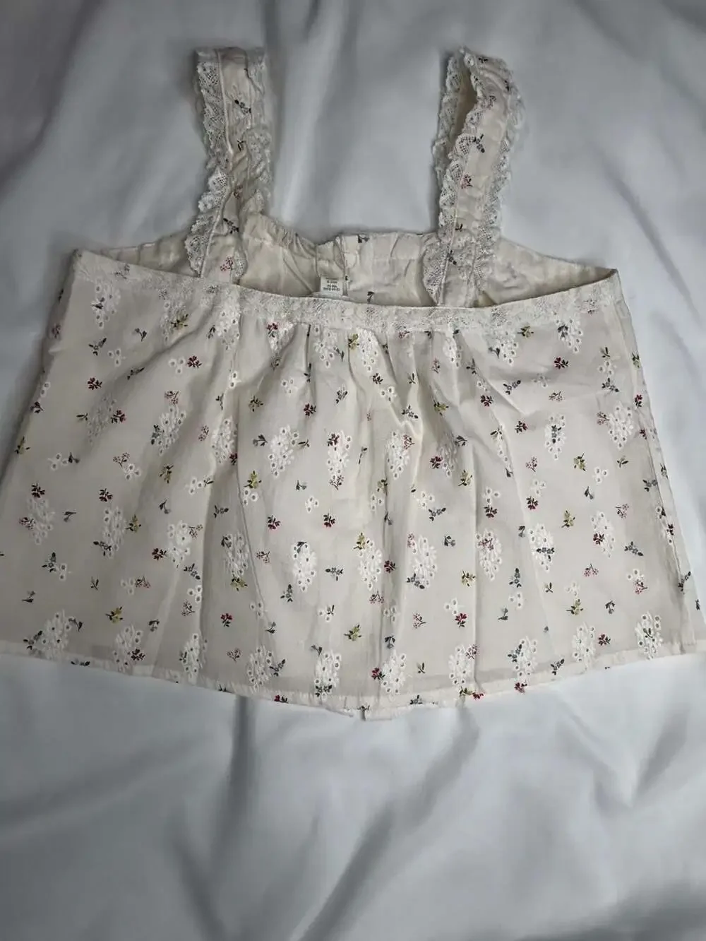 Zara Schiffly Lace Trim Top Ecru Floral 13-14 Years